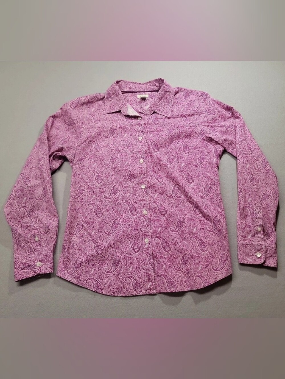 L.L. Bean Women's Pink Paisley Button-Down Shirt